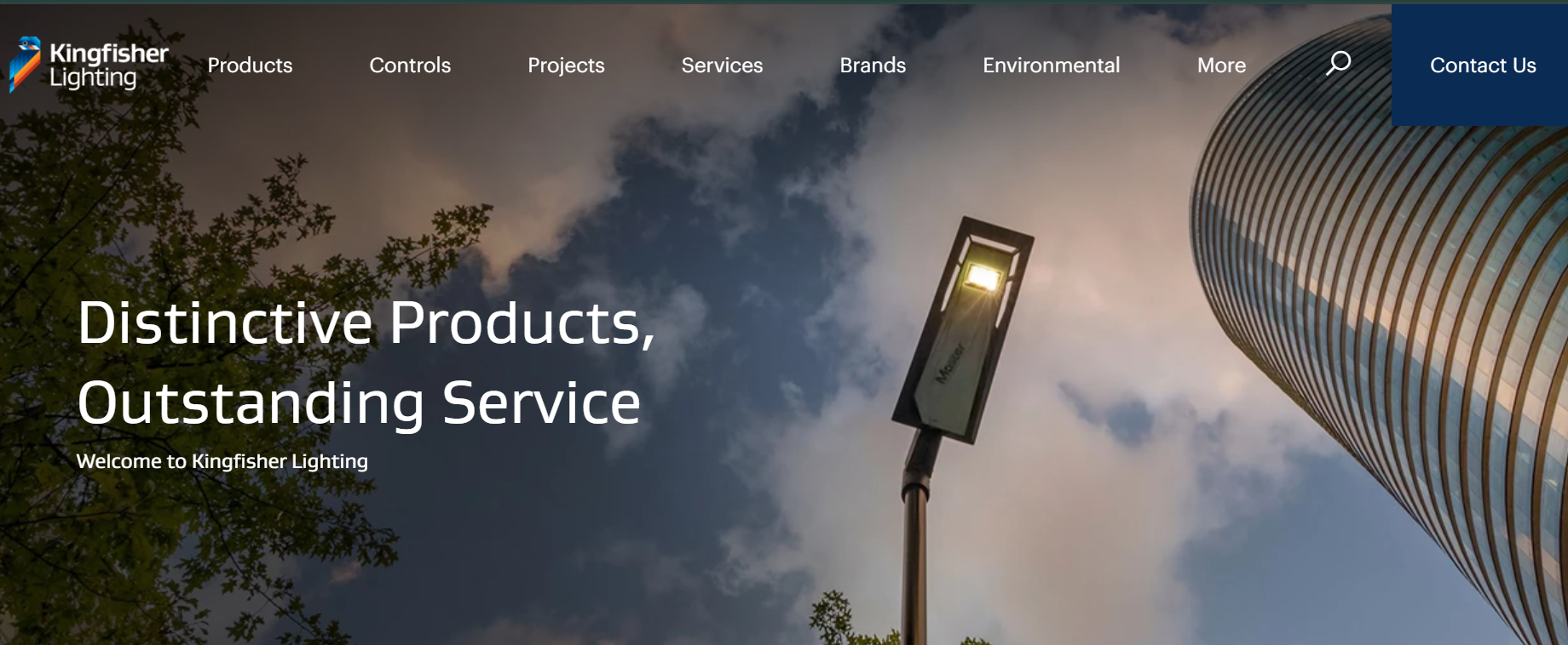 Kingfisher Lighting website homepage